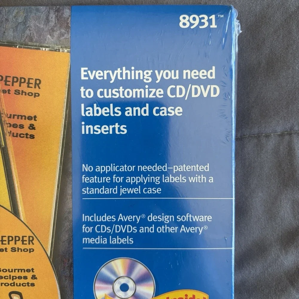 Sealed VTG 2000 Avery 8931 White CD DVD Label Design Kit Color Ink Jet Retro Fun